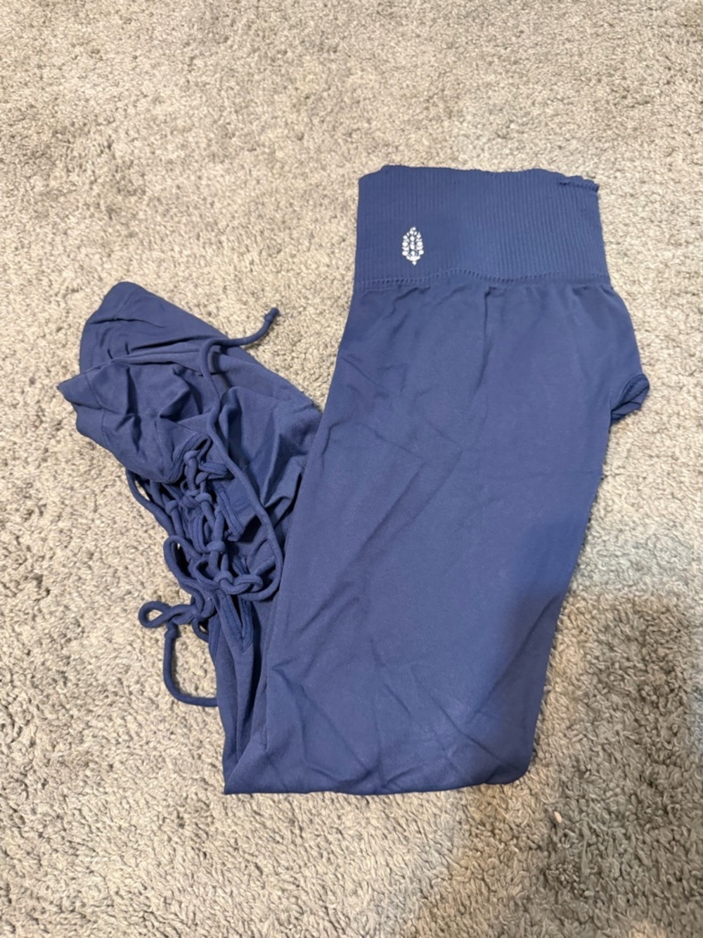 FP Movement by Free People Navy Drawstring Side-Detail Leggings